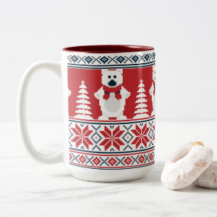 Cute & Modern Christma Snowman Knitted  Two-Tone Coffee Mug