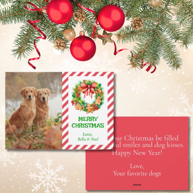 Cute Modern Christmas Pet Photo Template (A cute photo Christmas card from your pet! The perfect keepsake for family, friends, or vet)