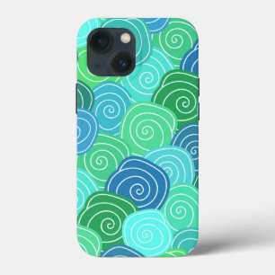 Cute Modern Circles Whimsical Pattern Blue Green  iPhone 13 Mini Case
