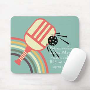Cute modern classic 80s striped Pickleball Blue Mouse Mat