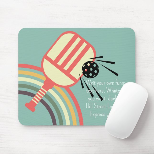 Cute modern classic 80s striped Pickleball Blue Mouse Mat (With Mouse)