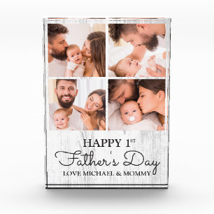 Cute Modern Collage Happy First Fathers Day Photo Block