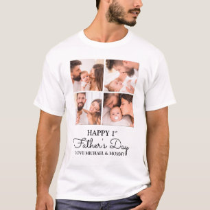 Cute Modern Collage Happy First Fathers Day T-Shirt