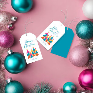 Cute Modern Colourful Christmas Trees Gift Tags