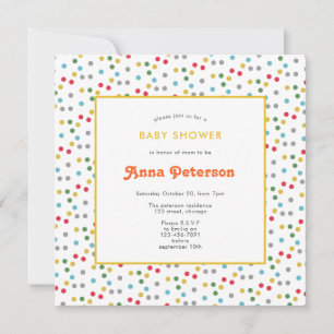 Cute Modern Colourful Dots Gender Neutral Square Invitation