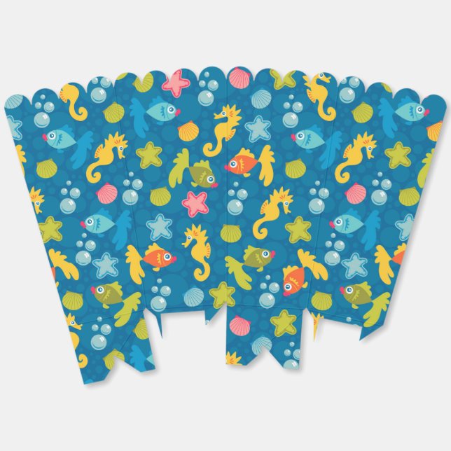 Cute Modern Colourful Fish Sea Animals Nature Kids Favour Box (Unfolded)