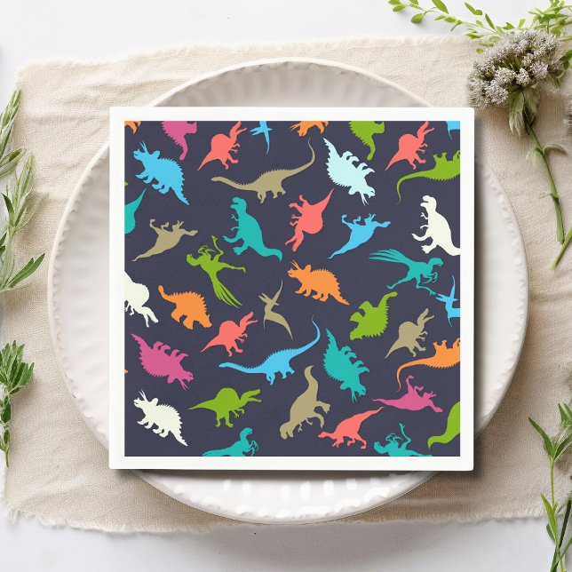 Cute Modern Colourful Fun Dinosaur Kids Party Napkin (Creator Uploaded)