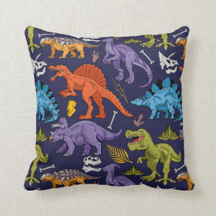 Cute Modern Colourful Fun Dinosaur Kids Pattern Cushion