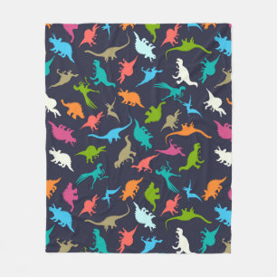 Cute Modern Colourful Fun Dinosaur Kids Pattern Fleece Blanket