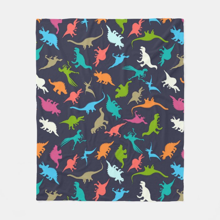 Cute Modern Colourful Fun Dinosaur Kids Pattern Fleece Blanket Zazzle