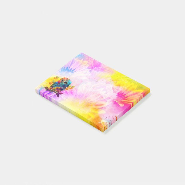 Cute Modern Colourful Owl With Pastel Background Post-it Notes (Angled)