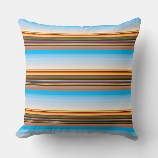 Cute modern colourful stripes  cushion (Front)