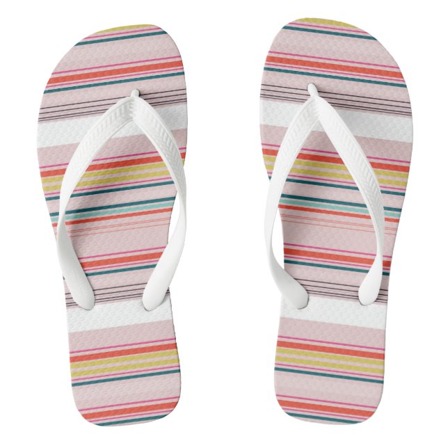 Cute modern colourful stripes flip flops (Footbed)