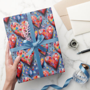 Cute Modern Colourful Valentine Love Hearts Patter Wrapping Paper