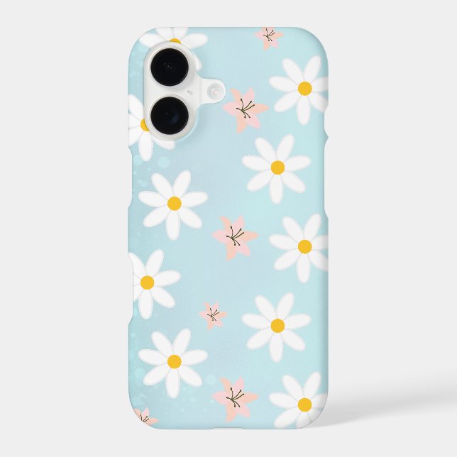 Cute Modern Daisy lily flower Rustic seamless  iPhone Case (Back)
