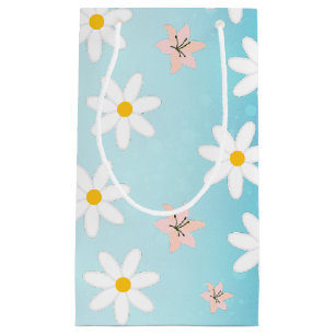 Cute Modern Daisy lily flower Rustic seamless  Small Gift Bag
