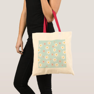 Cute Modern Daisy lily flower Rustic seamless Tote Bag