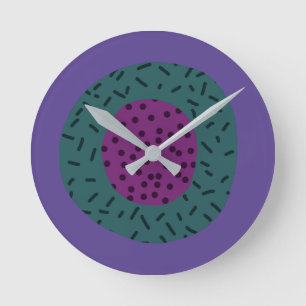Cute Modern Design Colourful Purple Green Round Clock