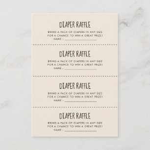 Cute modern Diaper Raffle game card