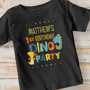 Cute Modern Dino Dinosaur Kid's Birthday Party Baby T-Shirt