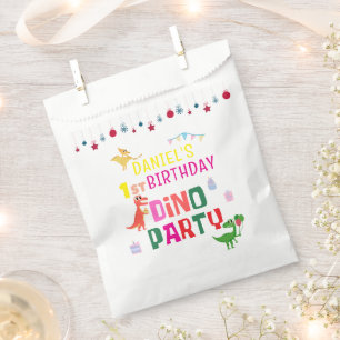 Cute Modern Dino Dinosaur Kid's Birthday Party Favour Bags