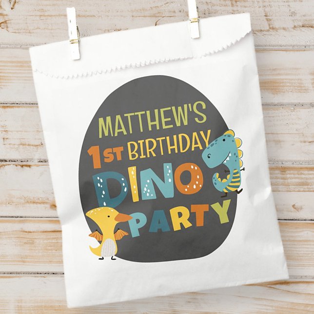 Cute Modern Dino Dinosaur Kid's Birthday Party Favour Bags (Creator Uploaded)