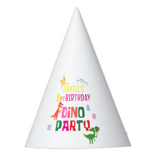 Cute Modern Dino Dinosaur Kid's Birthday Party Party Hat