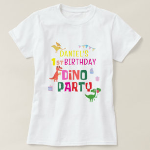 Cute Modern Dino Dinosaur Kid's Birthday Party T-Shirt