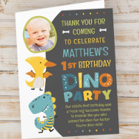 Cute Modern Dinosaur Kid's Photo Birthday Party