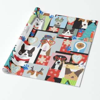 Cute Modern Dog Christmas Wrapping Paper