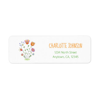 Cute Modern Doodle Watercolor Flowers
