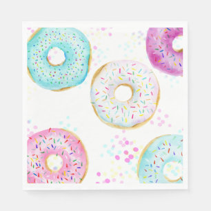 Cute Modern Doughnut Birthday Party Paper Napkin