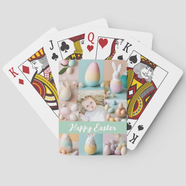 Cute Modern Easter collage Pastel scrapbook photo Playing Cards (Back)