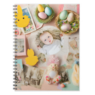 Cute Modern Easter collage scrapbook photo Notebook
