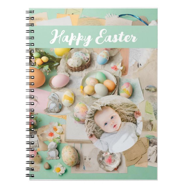 Cute Modern Easter collage scrapbook photo  Notebook (Front)
