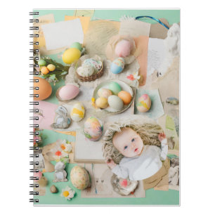 Cute Modern Easter collage scrapbook photo Notebook