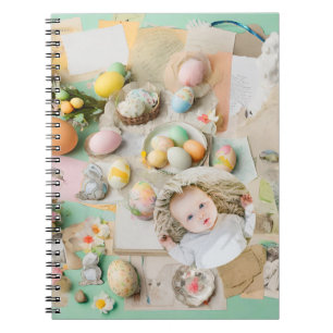 Cute Modern Easter collage scrapbook photo Notebook