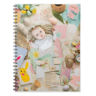 Cute Modern Easter collage scrapbook photo Notebook