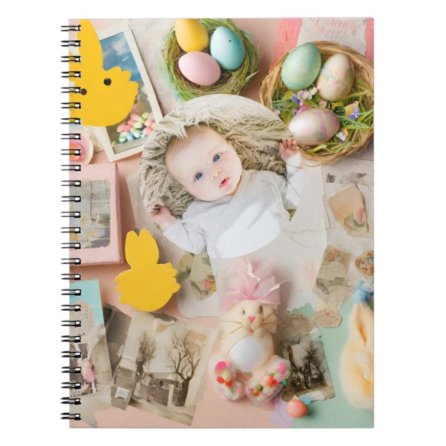 Cute Modern Easter collage scrapbook photo  Notebook (Front)