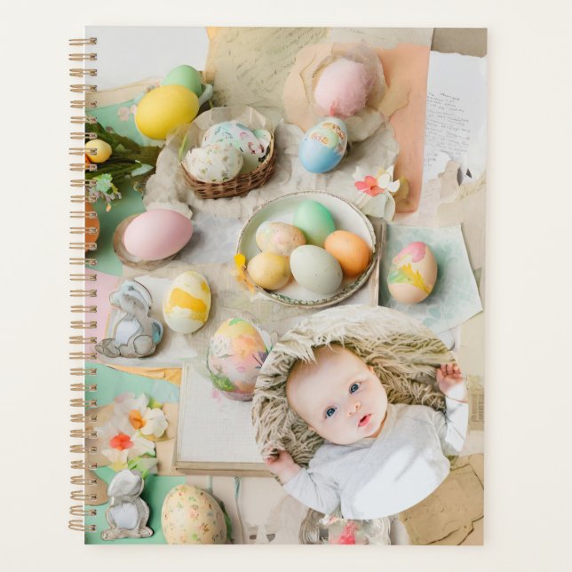 Cute Modern Easter collage scrapbook photo  Planner (Front)