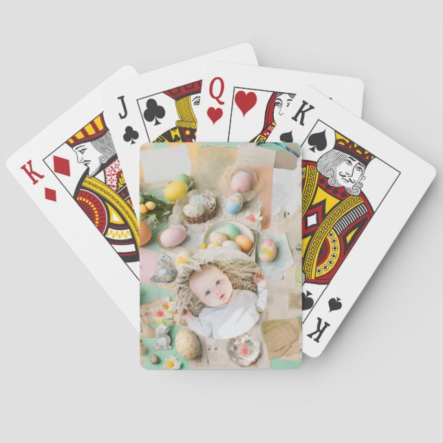 Cute Modern Easter collage scrapbook photo  Playing Cards (Back)