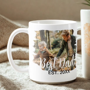 Cute Modern Elegant Dad Personalised 2 Photo Coffee Mug
