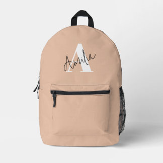 Cute Modern Elegant  Pink Monogram Printed Backpack