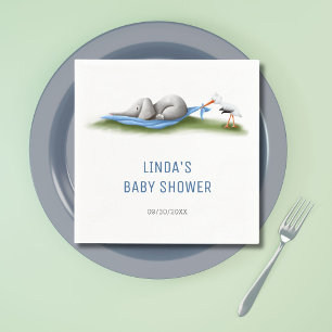Cute Modern Elephant Boy Baby Shower Napkin