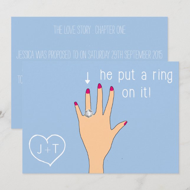 Cute Modern Engagement Announcements (Front/Back)