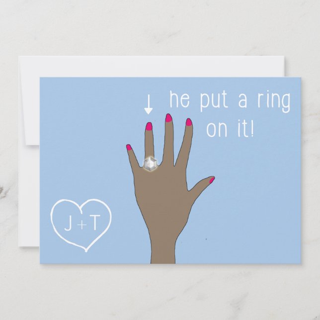Cute Modern Engagement Announcements (Front)