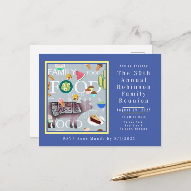 Cute, modern Family picnic food customised  Postcard (Front/Back In Situ)