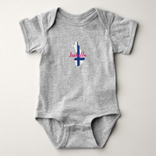 Cute Modern Finland Flag map Finnish custom name Baby Bodysuit