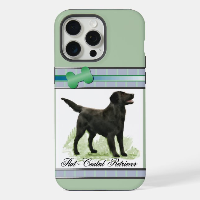 Cute Modern Flat-Coated Retriever Dog Art iPhone Case (Back)