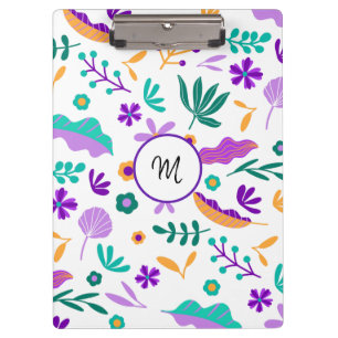 Cute Modern Flowers and Leaves Clipboard